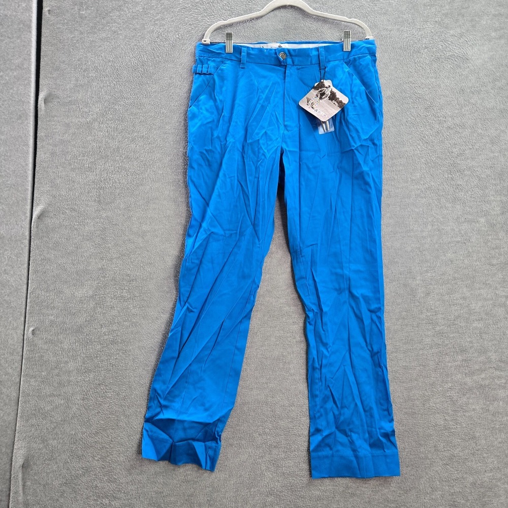 Royal & Awesome Men Pants 34x30 Blue Chino Trousers Pockets Mid Rise Spandex NWT